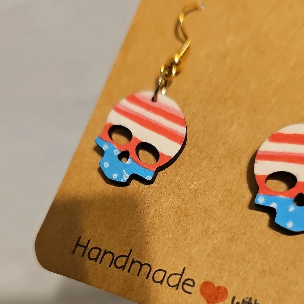 Patriotic Skull Earrings for Kids